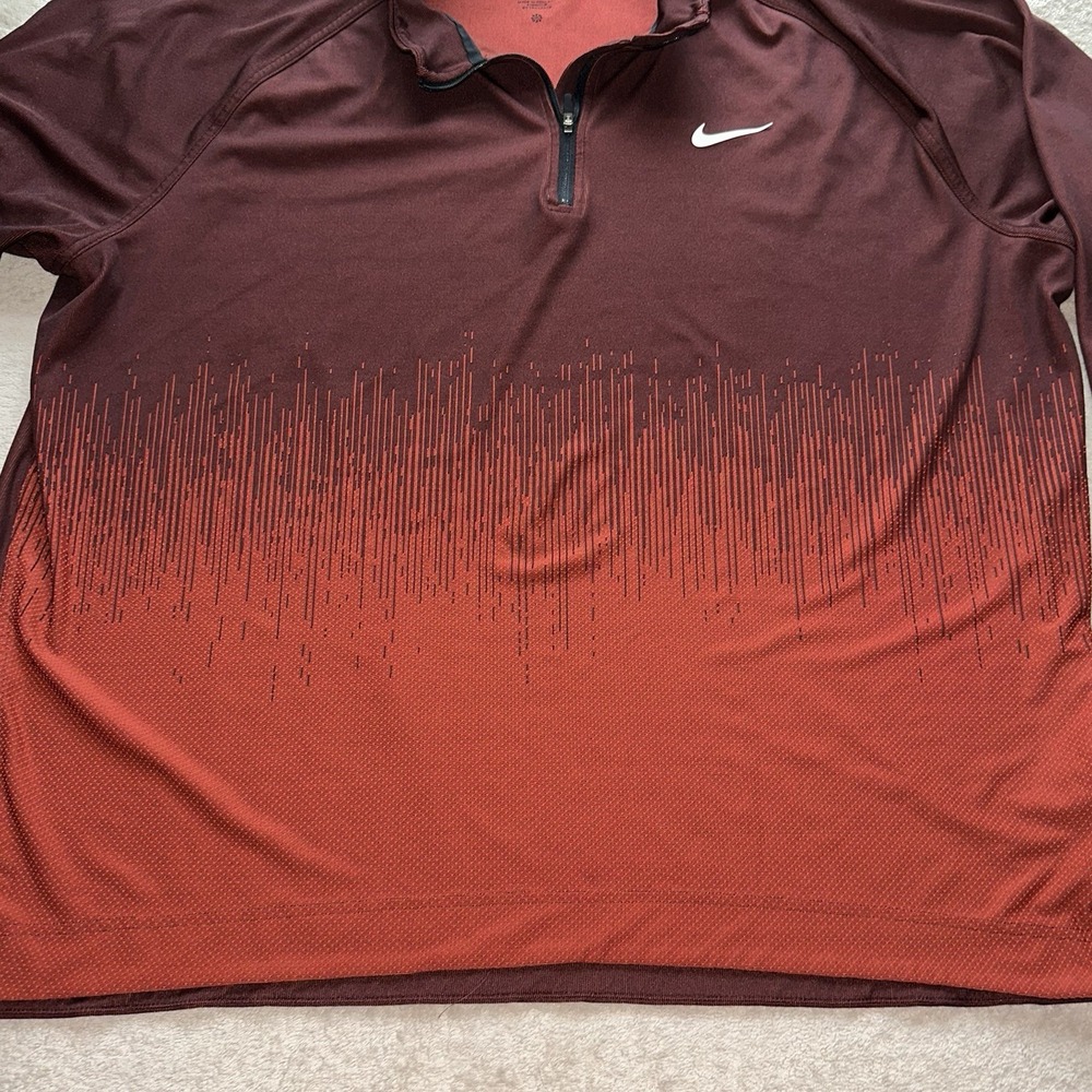 Nike Dri-FIT ADV Tour Mens XXL 1/4 Zip Golf Pullover Red Maroon Ombre FD5833-626 - Picture 6 of 12